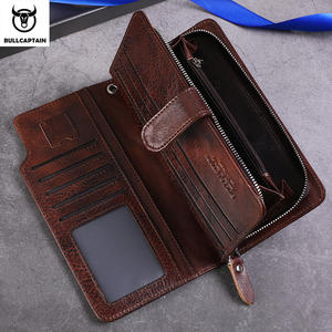 Cartera Larga para Hombre BULLCAPTAIN, Bolsillo para Tarjetas de Crédito, Monedero, Carteras de Cuero Genuino, Portafolio, Monedero con Cremallera para Monedas - Product Image 4