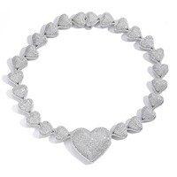 Hip Hop amour Collier De Mode Glacé Plein De Zircon CZ 22MM Personnalité Tendance Bijoux Grand Coeur Collier Hommes