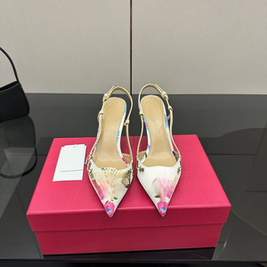 Sandales imprimées à bout pointu avec bride arrière et talon fin, talons hauts à bride droite, chaussures élégantes pour femmes - Product Image 1