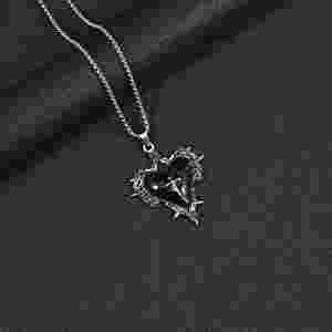 Vintage Dark Thorn Rose <b>Cross</b> Necklace for Women Gothic Punk Necklace Women <b>Men</b> Punk Necklace Thorn Red Heart Pendant Necklace - Product Image 4