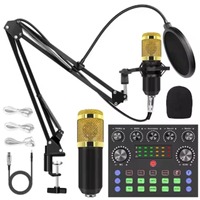 Microphone à condensateur filaire à prix imbattable avec carte son, support d'enregistrement pour ordinateur, XLR pour téléphone portable BM800 + V8S Live