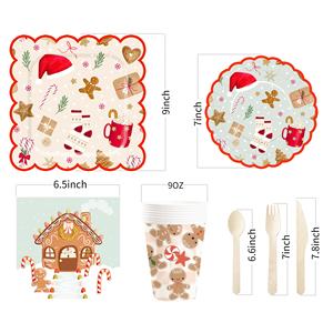 DAMAI Customized Christmas Party Tableware Set with Red Hat <b>House</b> <b>Socks</b> Patters Disposable Paper Plates Cups Napkins - Product Image 5