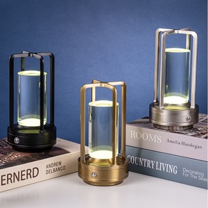Lujo decorativo recargable 3 colorido Control táctil <span class=keywords><strong>Led</strong></span> Crystal LanternTable Metal lámpara de cristal para dormitorio - Product Image 2
