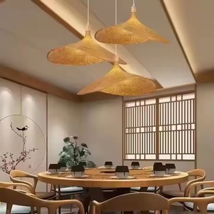 Lustre en rotin et <span class=keywords><strong>paille</strong></span> LED pour salon et chambre à coucher, luminaire suspendu en bambou LED - Product Image 3