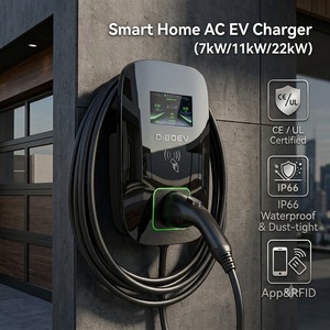 Estación de Carga Inteligente para Vehículos Eléctricos de Nivel 2, 7kW 11kW 22kW, Tipo 1 Tipo 2, Control por WiFi/Aplicación, OCPP, IP66, 14-50 DLB, para Hogar y Exteriores - Product Image 1