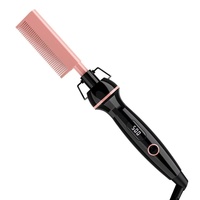 Peigne chauffant en céramique LCD pour barbe, lisseur à température réglable, haute chaleur 500, conception anti-brûlure pour usage domestique et hôtelier