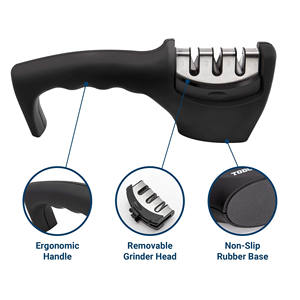 Logo personalizzato 3 in1 <span class=keywords><strong>professionale</strong></span> manuale <span class=keywords><strong>coltelli</strong></span> da cucina <span class=keywords><strong>affilatura</strong></span> 3 stadi diamante tungsteno temperamatite con guanti e scatola regalo - Product Image 2