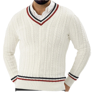 Pull tricoté anti-boulochage à col en V et manches longues, coupe ajustée, pour homme, collection automne/hiver, style urbain - Product Image 4