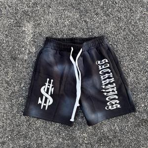 Set di t-shirt da <span class=keywords><strong>uomo</strong></span> con lavaggio acido Vintage con serigrafia Mallow tuta corta estiva <span class=keywords><strong>Street</strong></span> <span class=keywords><strong>Style</strong></span> con strass 30 MOQ - Product Image 5