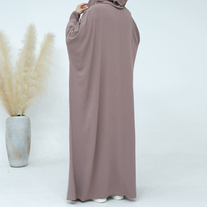 HOT <strong>Model</strong> Jilbab Hijab <strong>Abaya</strong> Robe Women Crinkle Solid Color Casual Batwing Sleeve Tassel Hooded Dress Muslim Saudi Prayer Kaftan - Product Image 4