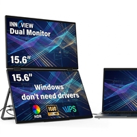 Extensor de Pantalla Dual FHD Ligero de 15.6 Pulgadas, 1920X1080 IPS LCD, 300Nits, Ángulo de Visión de 178°, para Viajes de Negocios y Entretenimiento