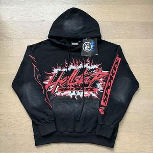 地狱塔美式时尚品牌地狱之星复古水洗仿旧毛圈连帽衫运动裤休闲套装 - Product Image 3