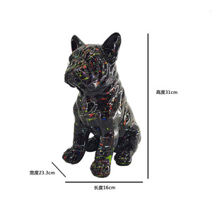 2024 nuova decorazione per la casa soggiorno <span class=keywords><strong>da</strong></span> tavolo ornamenti <span class=keywords><strong>animali</strong></span> in resina artigianato statuette Graffiti manufatti colorati statue di cani - Product Image 5