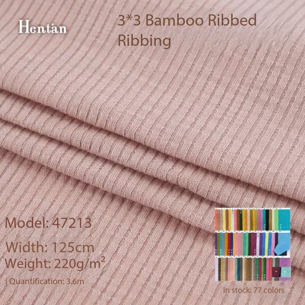 3*3 Rib 230g Eco-Friendly Polyester Cotton Stretch Double-Sided Slub Jersey Rib Knit Fabric For Boys' Dress Undershirts