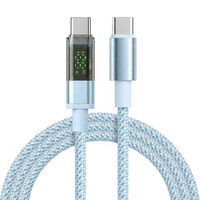 Câble USB C vers C en nylon tressé avec affichage LED 60W, charge rapide PD, 1m 3ft, blanc, en stock, plusieurs couleurs personnalisées pour iPhone MacBook