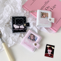 Album photo portable en PVC avec ailes d'ange, mini pendentif de 2 pouces, 32 pochettes pour photocartes et porte-Purikura avec porte-clés pour les fans de K-Pop