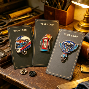 Badges émaillés personnalisés pour moto, voyage en moto, casque vintage, pompe à essence, moteur, épingles de revers - Product Image 2