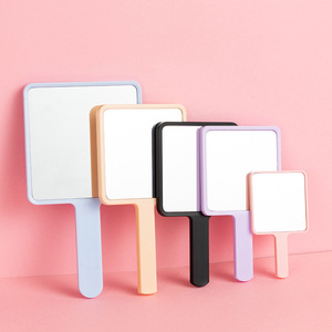 Customized High Quality Gift Handheld Makeup Mirror Portable Square Handle Mirror Printed With Pattern Logo
