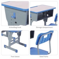 Meubles de classe en bois et métal, bureau et chaise réglables en hauteur pour un seul élève, pour l'école primaire, certifiés IOS CE