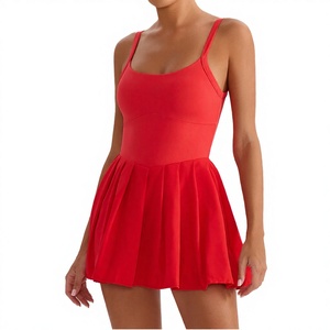 Quick Drying Breathable Eco-Friendly Spandex/Nylon OEM Golf Tennis Dress Side Slit Front V-<b>neck</b> Sleeveless Women's Summer Sports - Product Image 3