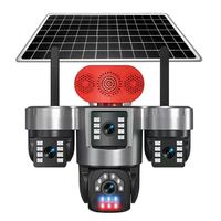 Caméra solaire à 4 objectifs, 4 écrans, enregistrement 24h/24, carte SIM 4G, surveillance extérieure IP solaire, sécurité PTZ, détection de mouvement humain