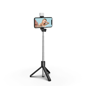Shenzhen OEM, support de téléphone sans fil pliable de 1 mètre de long, bâton à <span class=keywords><strong>selfie</strong></span> avec miroir et lumière d'appoint, fonction de pliage supplémentaire - Product Image 4