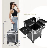 Valise Trolley Professionnelle de Maquillage à Roulettes pour Voyage Artiste Beauté Mallette de Rangement Cosmétique Organiseur Boîte Sac à Roulettes