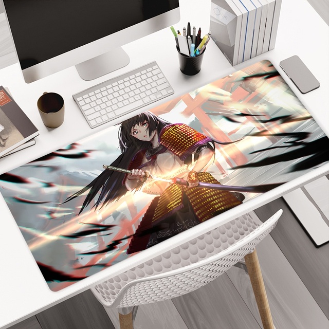 Custom Natural Rubber Base XXL Desk Mat Large Anime Gaming with Waterproof Balance Surface and Stitched Edge for Work Home Use