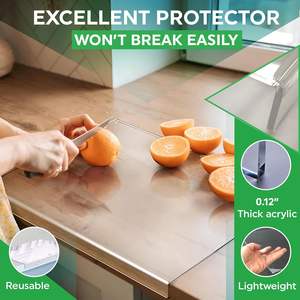 Planches à découper en acrylique de comptoir de cuisine de 5mm d'épaisseur Planche à découper transparente antidérapante - Product Image 4