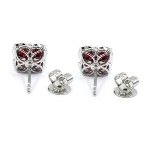 Boucles d'oreilles fiables en or blanc massif 18 carats avec diamants et rubis véritables pour femme, idéales pour fiançailles, mariage ou comme cadeau de fête - Product Image 3