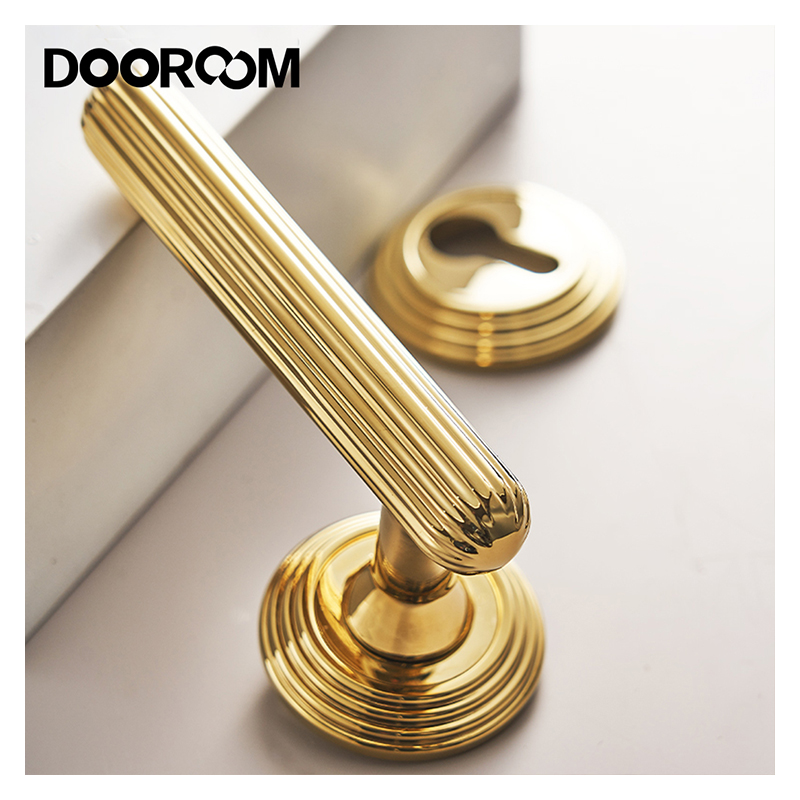 DOOROOM A329-219 Modern Solid Brass Door Lever Handle Matte Black PVD Finish Privacy Interior Door Lock Set for Bedroom Hotel