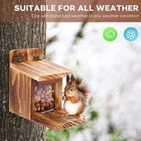 Comedero para Ardillas de Madera con Grosor de 1.5CM, Madera Resistente, No Requiere Ensamblaje, Casa de Alimentación para Ardillas para Jardín Exterior