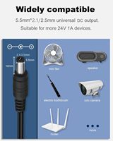 ESann DC24V 1A Adaptateur secteur double port Chargeur mural de voyage Transformateur d'alimentation avec 5.5mm X 2.5mm / 5.5x2.1mm