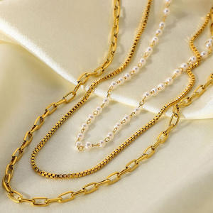 Ins Internet Celebrity con el mismo estilo Collar de tres capas Embalaje individual Collares de perlas Joyería de cadena de moda - Product Image 5