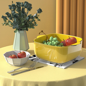 Double Layer Vegetable Washing <b>Basket</b> With Container For Kitchen Storage Fruit And Vegetable Tools Transparent Drain Basin - Product Image 3