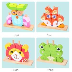 Nieuwe Dieren Blokken Houten Speelgoed 3d Bouwstenen Voor Kinderen Vroege Educatieve Intellectuele Montessori Creatieve Puzzel Speelgoed Cadeau - Product Image 6