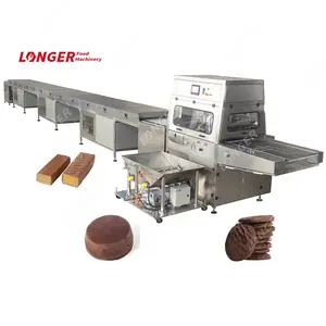 उच्च गुणवत्ता स्वत: ठंडा सुरंग चॉकलेट Enrobing के बिस्कुट के लिए लाइन चॉकलेट Enrober
