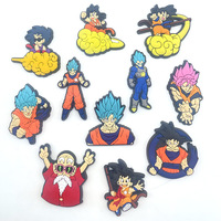 HY Wholesale 11 pièces 1 lot Nouveau design Anime DBZ Breloques et épingles en PVC pour la décoration de sabots et de chaussures