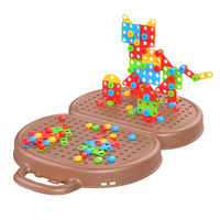 Boîte à outils de bricolage pour enfants avec vis et écrous, perceuse électrique, 208-357 pièces, rechargeable, marron beige, certifiée EN71 CPC, cadeau