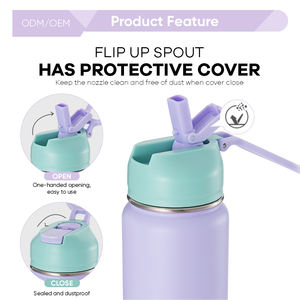 Botella de Agua de Acero Inoxidable de 700 ml con Boquilla Abatible y Asa Ancha, <span class=keywords><strong>Libre</strong></span> de BPA, Aislamiento al Vacío de Doble Pared, Funda Protectora - Product Image 5