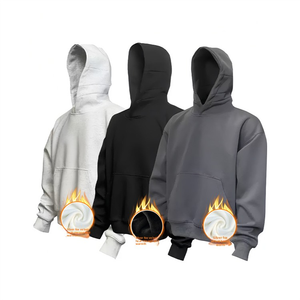 Custom Heavyweight 420gsm Knitted Cotton Regular Fit Winter Men's Hooded <strong>Hoodies</strong> with Digital Printing &amp; Embossed Design - Product Image 2