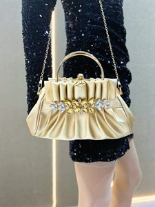 Bolso de noche estilo old money 2026 con pedrería y diseño fruncido para mujer, cartera de mano de PU suave con cierre de beso, <span class=keywords><strong>clutch</strong></span> de lujo para fiesta - Product Image 5