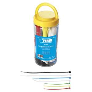 Assortiment de serre-câbles Fervi en nylon, différentes couleurs et tailles, pour usage électrique et général - Product Image 1