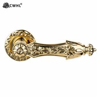Manija de Puerta Pequeña de Aleación de Zinc con Acabado en Oro PVD, Roseta con Grabado Floral, Estilo Europeo Clásico, Duradera, para Apartamentos