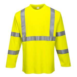 PORTWEST - FR96YERM Fire resistant high visibility long sleeve yellow T-<b>shirt</b> - EAN 5036108296125 <b>FLAME</b> RESISTANT WORKWEAR - Product Image 1