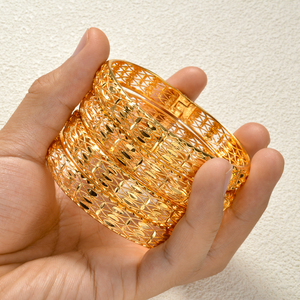 Brazalete de Joyería de Moda Dubai Etíope, Hueco, Chapado en Oro de 18K, Color de Moda, para Mujer, Aniversario - Product Image 4