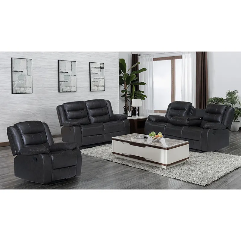 Nuovo Design manuale 3 + 2 + 1 divano componibile reclinabile in pelle Set mobili soggiorno