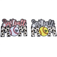 Patch en chenille « Maman Softball » à thermocoller, brodé de paillettes, pour T-shirts, sweats à capuche, vestes et projets DIY
