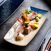 Assiette rectangulaire japonaise en céramique pour sushis, plat de service long pour fruits, desserts, petit-déjeuner, vaisselle de restaurant