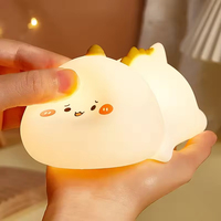 Petite veilleuse dinosaure tactile LED rechargeable par USB, en silicone souple, avec capteur tactile, pour bébé